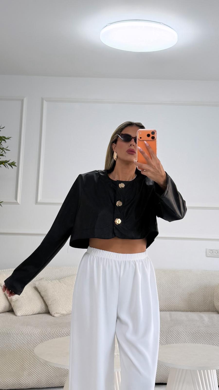 בולרו דמוי עור שחור